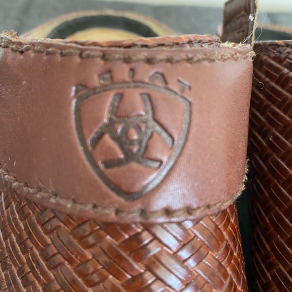 Ariat Basket Woven Rattan Weave Brown Leather Slingback Clogs Mules. Sz 7 - Picture 9 of 16